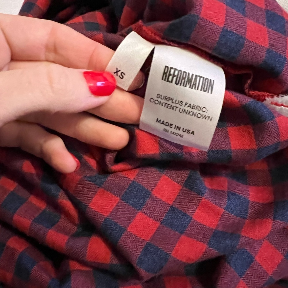 Reformation Gingham Checkered Button Down Shirt - image 3